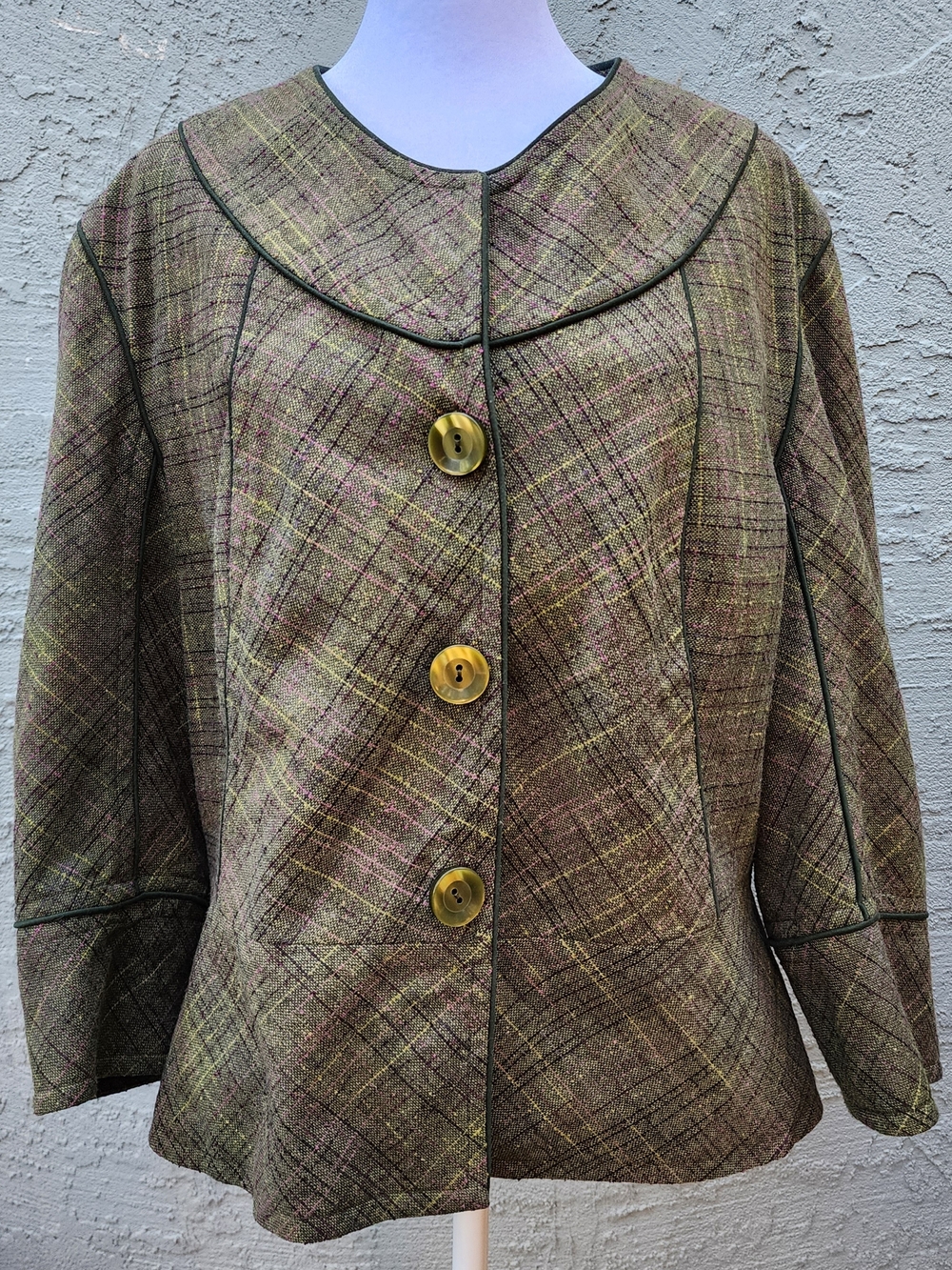 Nine & Company by Nine West Plaid Tweed Cropped Blazer Jacket Size 16